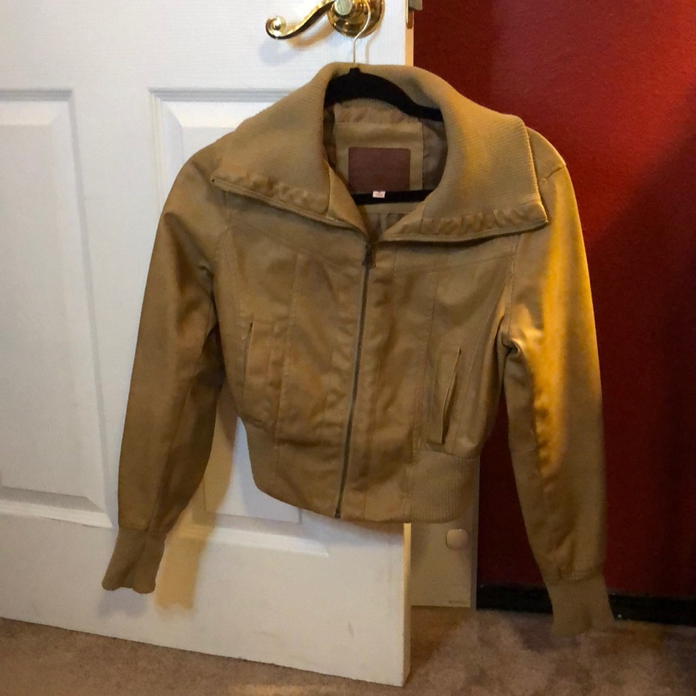 Miss London tan leather jacket